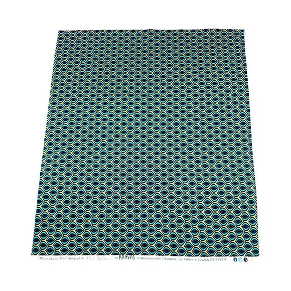 Golden Eye Peacock Teal Fat Quarter Fabric Square 100% Cotton 18" x 21" Minimum - Picture 1 of 7